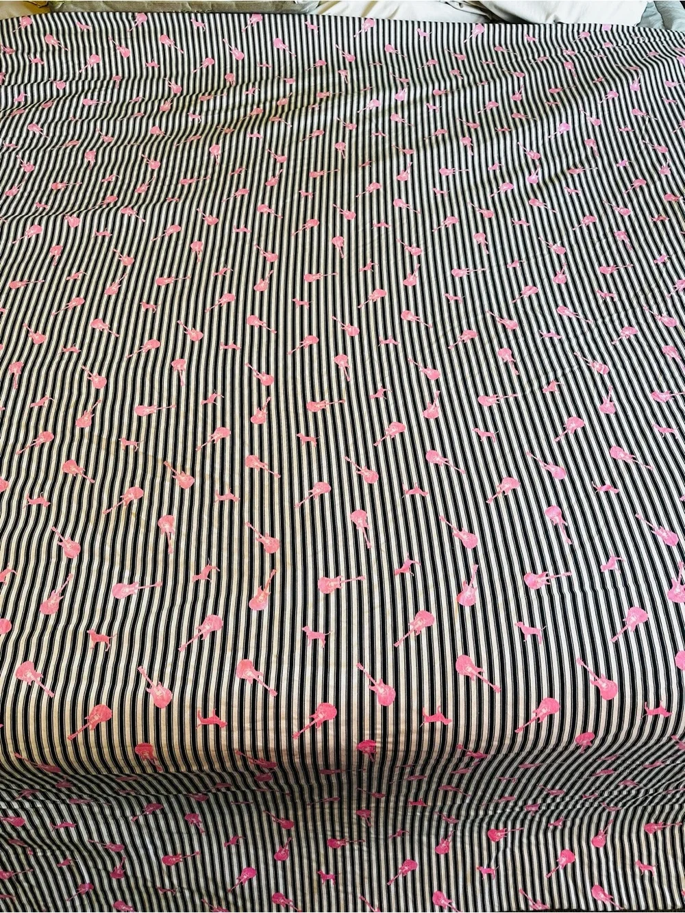 PINK Victoria's Secret Black & White Striped Comforter - Dogs & Guitars